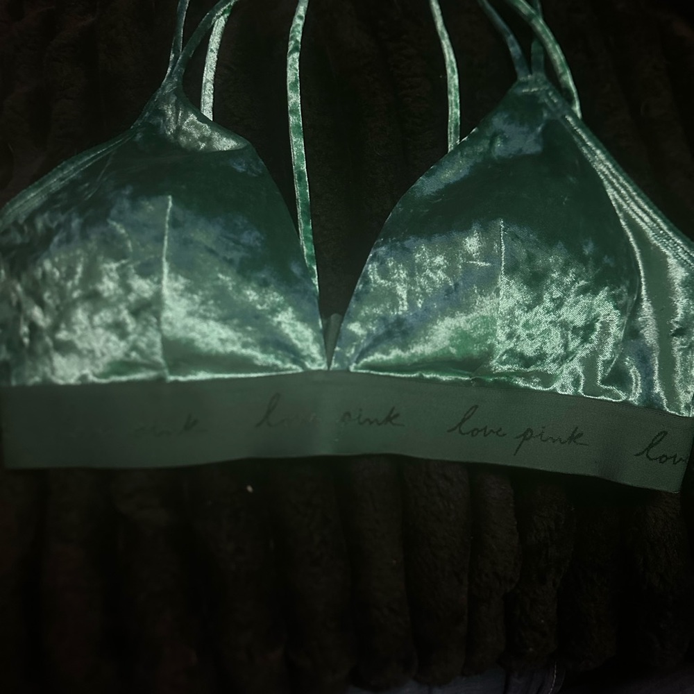 PINK Victoria's Secret Shimmering Velvet Bralette - Emerald